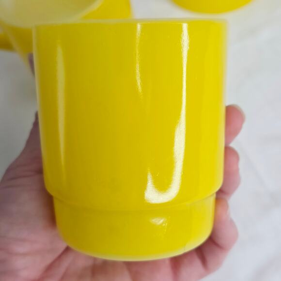 Vintage Fire King Anchor Hocking North West Compass Yellow Black Coffee Mug 3 PC - Picture 11 of 11